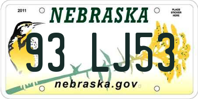 NE license plate 93LJ53
