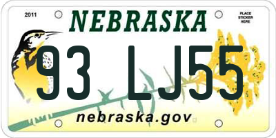 NE license plate 93LJ55