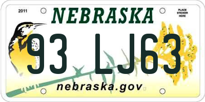 NE license plate 93LJ63