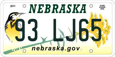 NE license plate 93LJ65