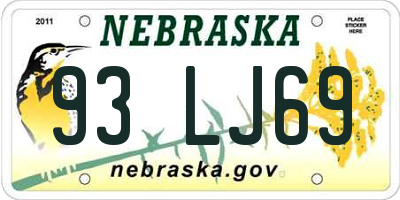 NE license plate 93LJ69