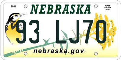NE license plate 93LJ70