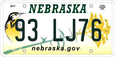NE license plate 93LJ76