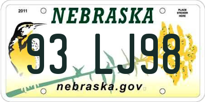 NE license plate 93LJ98