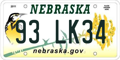 NE license plate 93LK34