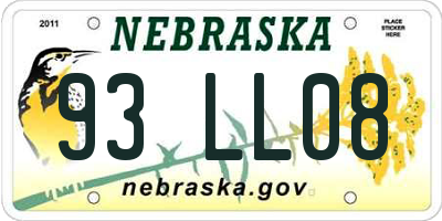 NE license plate 93LL08