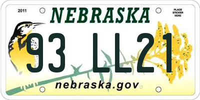NE license plate 93LL21
