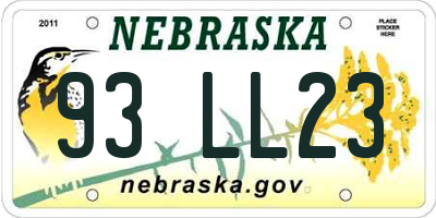 NE license plate 93LL23