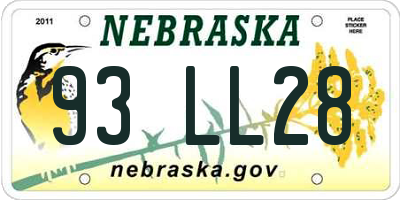 NE license plate 93LL28