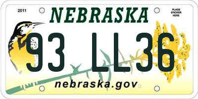 NE license plate 93LL36