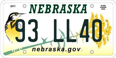 NE license plate 93LL40