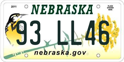 NE license plate 93LL46