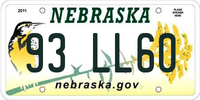 NE license plate 93LL60