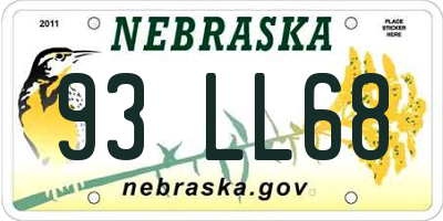 NE license plate 93LL68