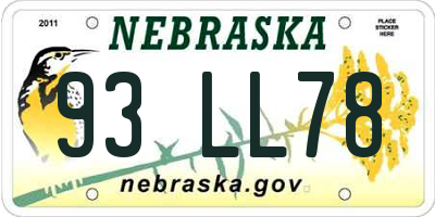NE license plate 93LL78