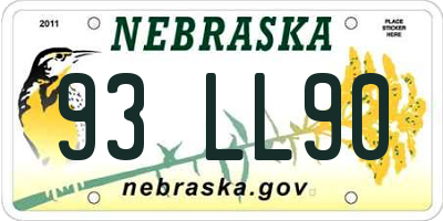 NE license plate 93LL90