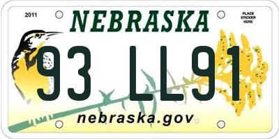 NE license plate 93LL91