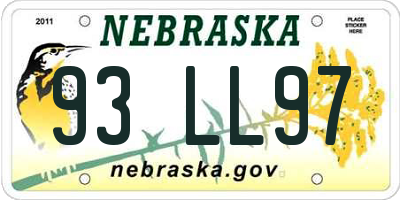 NE license plate 93LL97