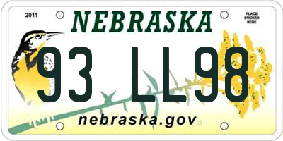 NE license plate 93LL98