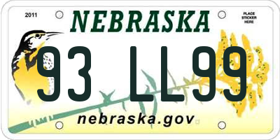NE license plate 93LL99