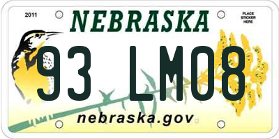 NE license plate 93LM08