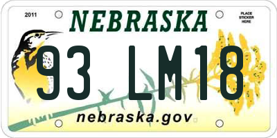 NE license plate 93LM18