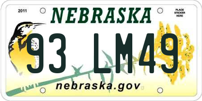 NE license plate 93LM49