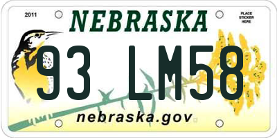 NE license plate 93LM58
