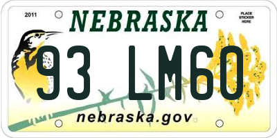 NE license plate 93LM60