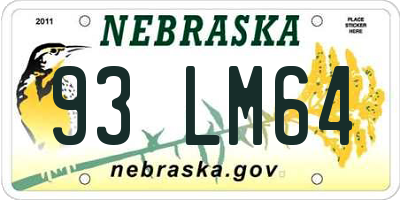 NE license plate 93LM64
