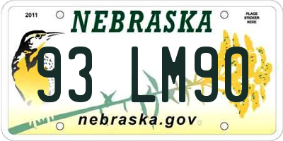 NE license plate 93LM90
