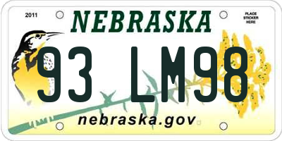 NE license plate 93LM98