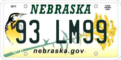 NE license plate 93LM99