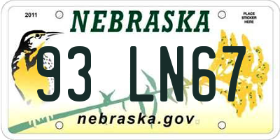 NE license plate 93LN67