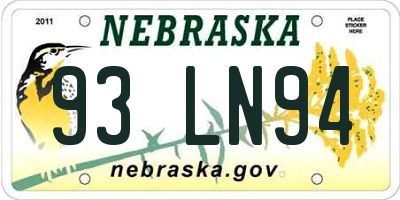 NE license plate 93LN94