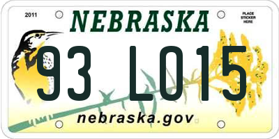 NE license plate 93LO15
