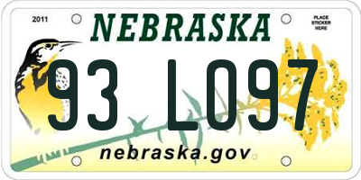 NE license plate 93LO97