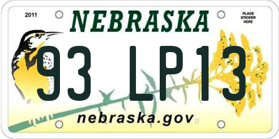 NE license plate 93LP13