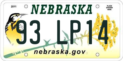 NE license plate 93LP14