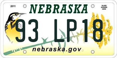 NE license plate 93LP18