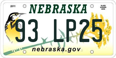 NE license plate 93LP25