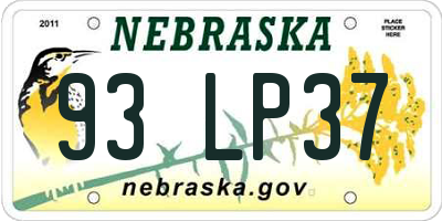 NE license plate 93LP37