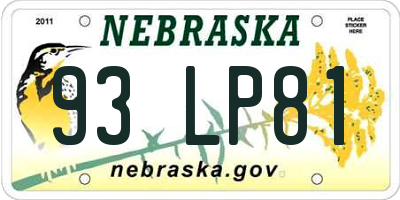 NE license plate 93LP81