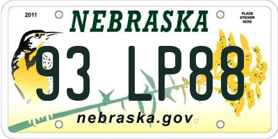 NE license plate 93LP88