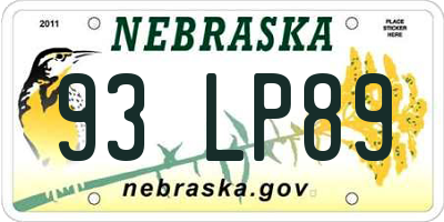 NE license plate 93LP89