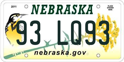 NE license plate 93LQ93