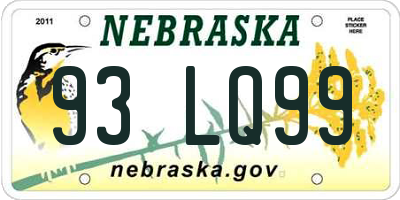 NE license plate 93LQ99