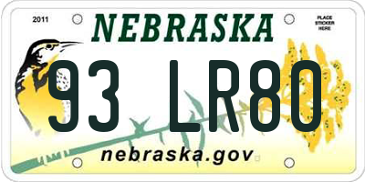 NE license plate 93LR80