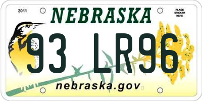 NE license plate 93LR96
