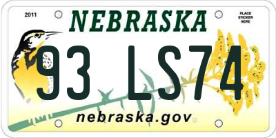 NE license plate 93LS74